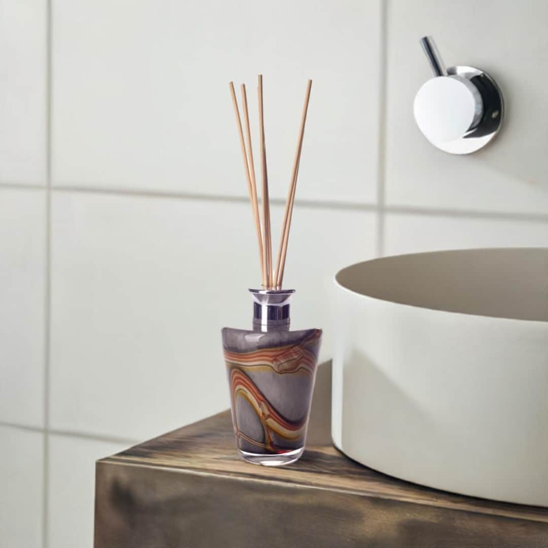 Orange Glass Reed Diffuser Reed Diffuser Mouth Blown Glass Conical Grey Orange Design - Etsy