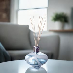 Reed Diffuser Mouthblown Glass Oval Clear Blue Effect
