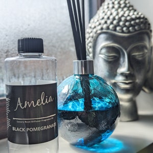 Luxury Reed Diffuser Mouth Blown Glass Sphere Ombre Effect Blue Pink White Grey