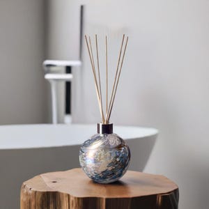 Luxury Reed Diffuser Mouthblown Glass Sphere White Blue Green