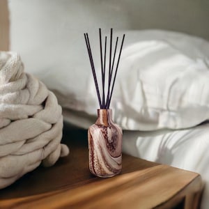 Reed Diffuser Mouth Blown Glass Open Cylinder Apothecary Design in Cream Brown