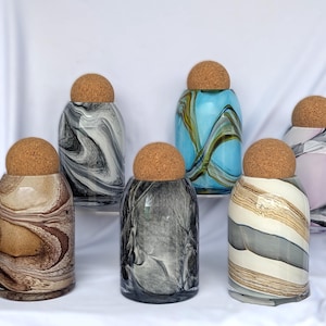 Mouth Blown Glass Jar with Cork Ball Lid: Unique Kitchen Storage