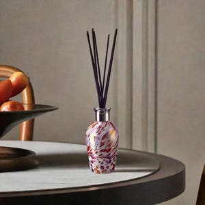 Reed Diffuser Mouth Blown Glass White Pink Peach Dome Design