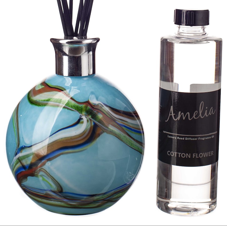 Large Sphere Reed Diffuser Mouth Blown Glass Turquoise Blue - Etsy