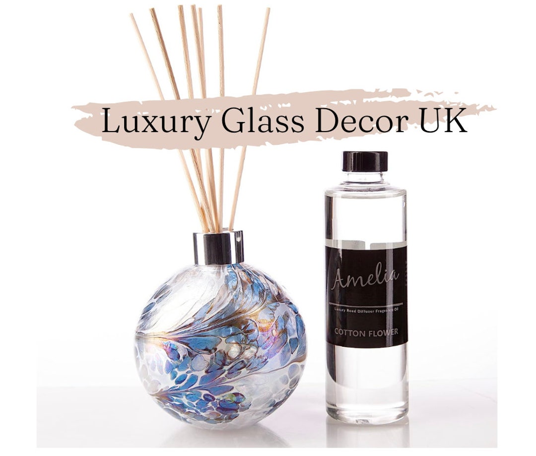 Luxury Reed Diffuser Mouthblown Glass Sphere White Blue Green Etsy