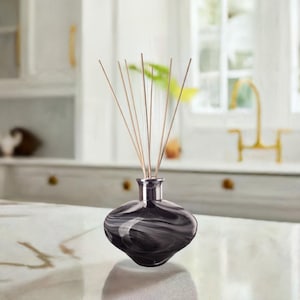 Reed Diffuser Mouthblown Glass Oval Black Grey White Effect