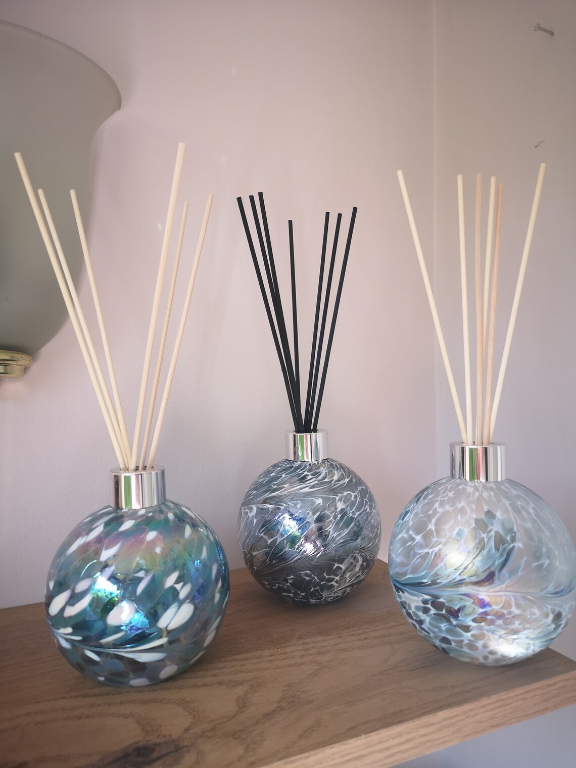 Luxury Reed Diffuser Mouth Blown Glass Sphere Turquoise White Etsy