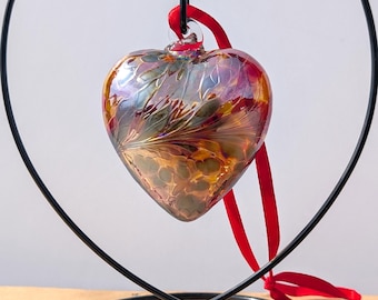Mouth Blown Glass Birthstone Heart: Hanging Window Ornament