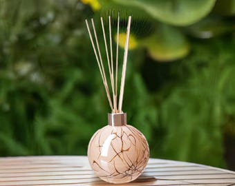 Mouth Blown Glass Reed Diffuser: Cream Gold Marble Sphere (300ml/600ml)