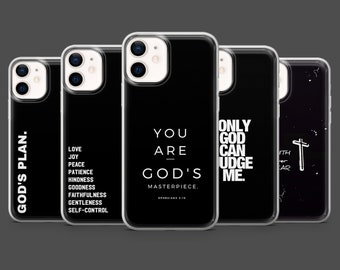 Bible Quotes Phone Case Christian Cover for iPhone 14Pro, 13, 12, 11, 8, Xr, Galaxy S21Fe, S20, S22, Samsung A13, A33, A53, Pixel 7Pro, 6A,6
