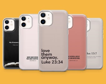 Bible Quotes Phone Case Christian Cover for iPhone 14Pro, 13, 12, 11, 8, Xr, Galaxy S21Fe, S20, S22, Samsung A13, A33, A53, Pixel 7Pro, 6A,6