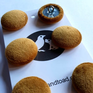 Pack of 6 Mustard/ Ochre, Black, Teal and  Coral velvet covered upholstery buttons with a hoop back.