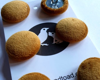 Pack of 6 Mustard/ Ochre, Black, Teal and  Coral velvet covered upholstery buttons with a hoop back.