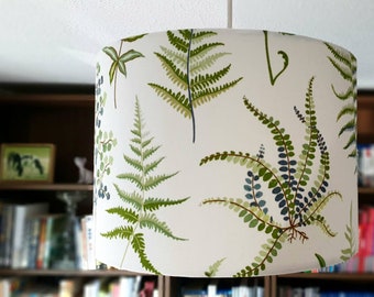 Bracken / Ferns / Botanical/ Drum Lampshades. Table and Ceiling. Swaffer Fabric.