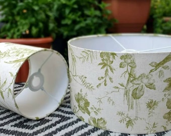 Green Botanical Linen Lampshade: Swaffer Cley Fabric