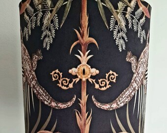 Becca Who 'Crocodilia ' lampshade. Black velvet with gold lining.