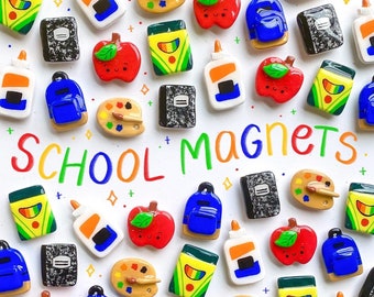 School Magnets, Handmade Clay - 1.5in - Teacher, White board, Fridge