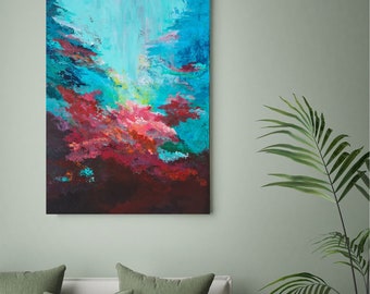 Underwater Coral Abstract Printable Wall Art on Canvas I Colorfully Seascape I Large Canvas