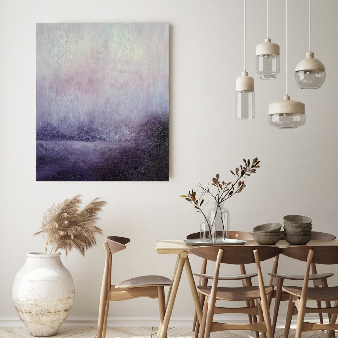 Scandinavian Purple Rain Weather Softness Art Print, Nautical Sea Sky