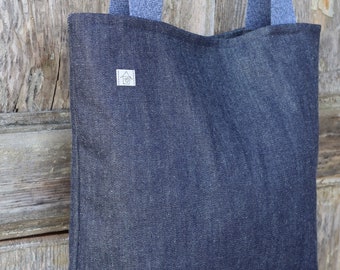 Schlichte Jeanstasche | Schultertasche aus Denim | Einkaufstasche | Boho Style | Einkaufstasche mit Innentaschen | Handmade Tasche