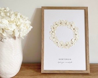 Poster - Herbarium wreath of stabilized hydrangeas - A4 format - N.01