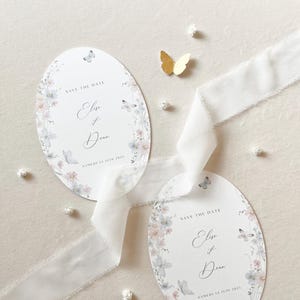 Faire-part de mariage, save the date mariage - Illustration fleurie - Faire-part illustré de fleurs pastel
