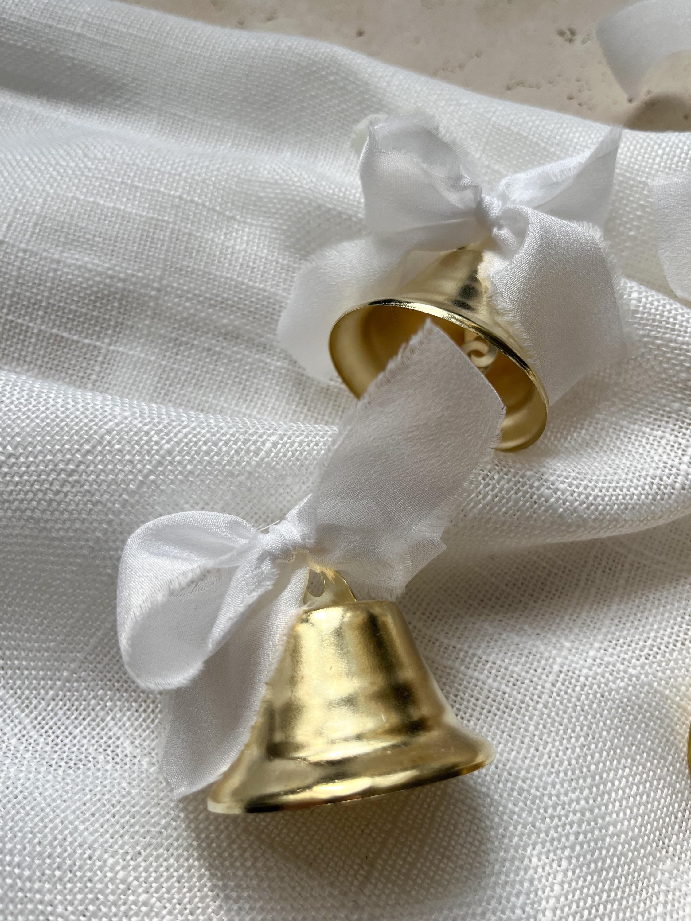 Gold Bells and White Ribbon - Wedding - Small Wedding Bells for Guests ...