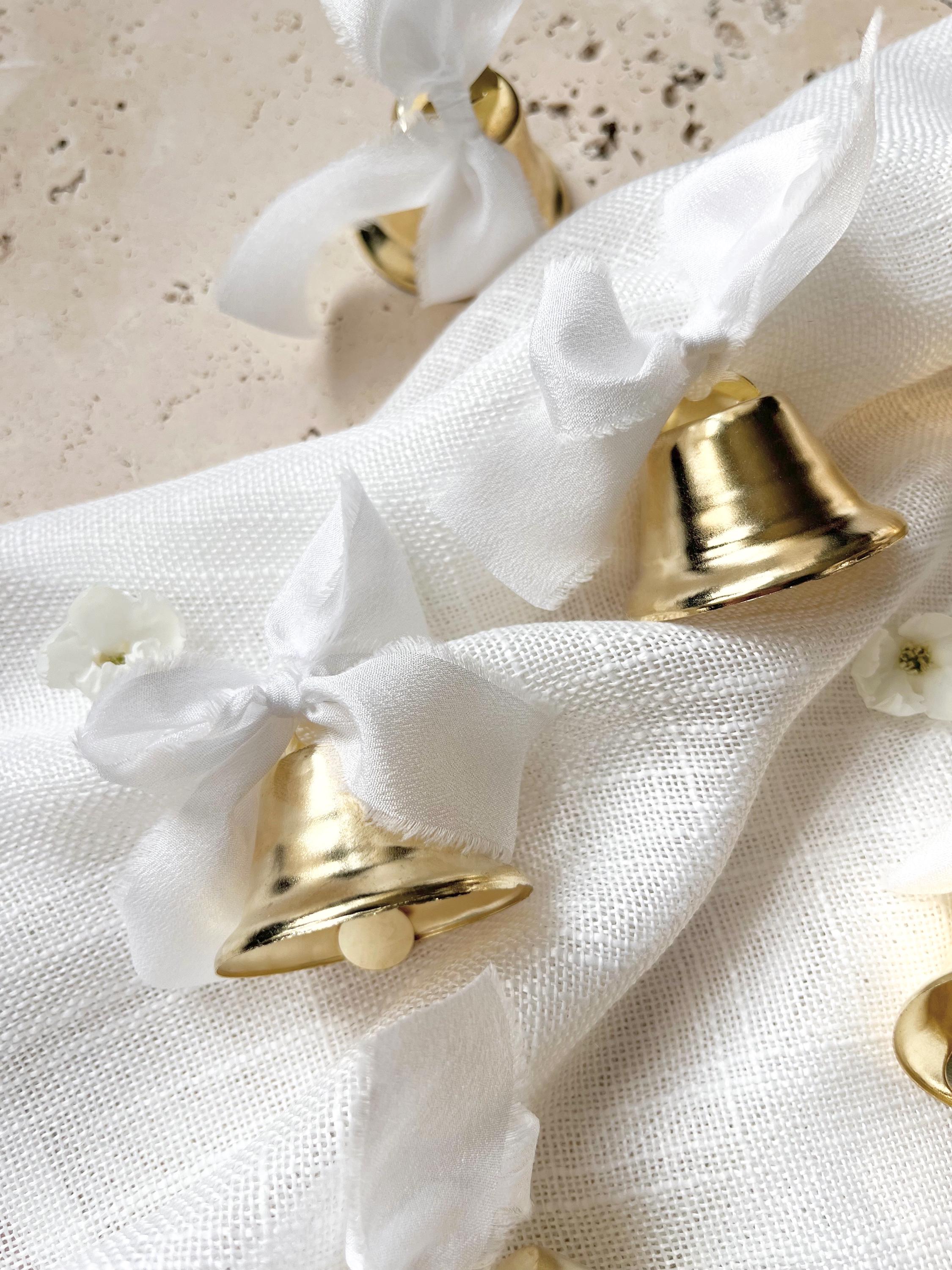 Gold Bells and White Ribbon - Wedding - Small Wedding Bells for Guests ...
