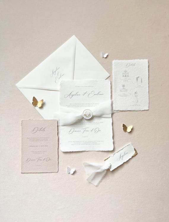 Carte De Mariage ELEGANT Avec Enveloppe Premium Et Sceau De Cire - JoliCoon - Fait Main En Allemagne - 13