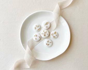 Cachets de cire « Petit bouton » - Cire glacée blanche et copeaux de feuille d’or