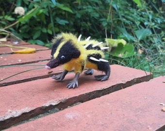 Tenrec needle felted, felt animal, soft sculpture  handmade ooak figure figurine wild animal  rare