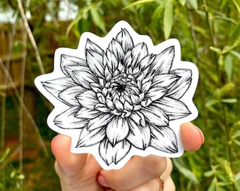 Dahlia Flower Sticker - Waterproof Matte Vinyl Decal