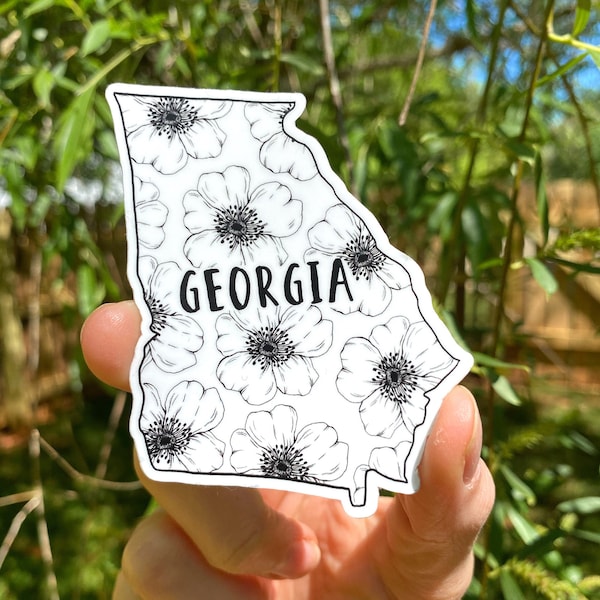 Georgia Sticker - State Flower Cherokee Rose -  Matte, Vinyl Waterproof Durable Decal - Notebooks, Laptops, Water bottles, Phone case Decor