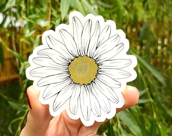 Daisy Clear Sticker - Vinyl, Matte, Waterproof - Floral Botanical Nature Decor - Trendy Decal - Laptop, Water bottle, Notebook, Bujo, Phone