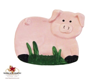 Pig Ceramic Spoon Rest or Tea Bag Holder, Country Farmhouse Kitchen Decor