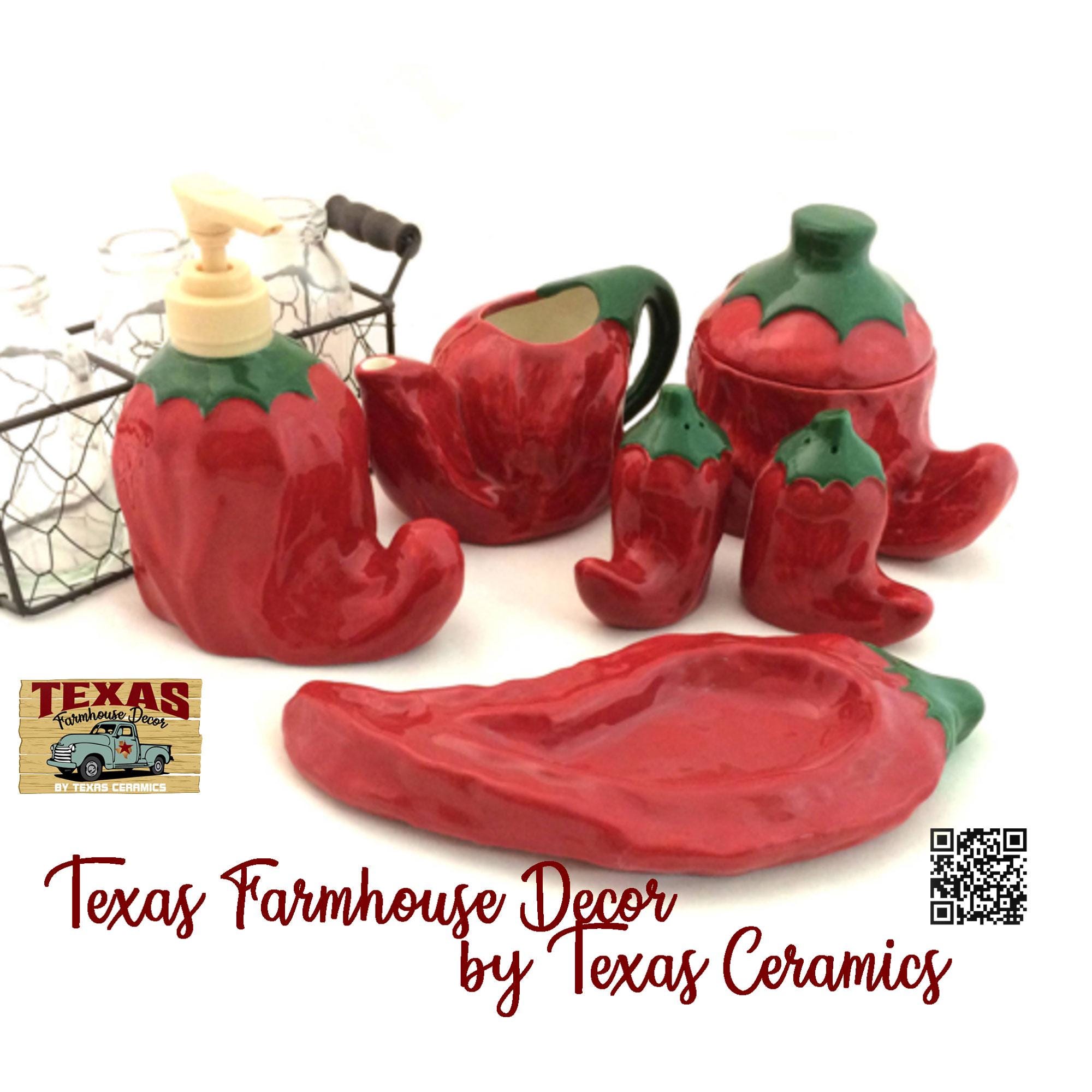 Salsa Pitcher Chili Pepper Pitcher and Sugar Bowl, Salsa Serving Set Red Southwest ...