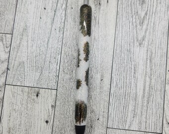 Cow print glitter pen, cow print, gel pen, custom personalized, black ink, refillable, sparkly