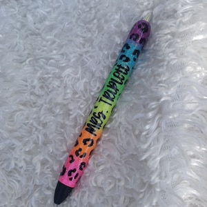 Rainbow leopard pen, glitter pen, leopard, colorful, rainbow, lisa frank, epoxy pen, custom, personalized gel pen