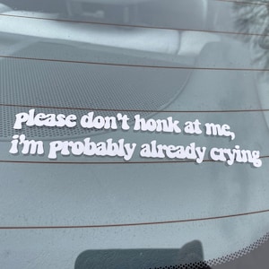 Please Don&#39;t Honk At Me, I&#39;m Probably Already Crying vinyl decal sticker