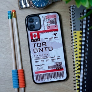 Etiqueta de cartão de embarque, passagem aérea, capa de celular para iPhone 13 Pro, Mini e Max, XS Pro, 11 e Pro, XR, XS, 12 Pro/Max - Canadá, Toronto