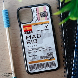 Boarding Pass Tag, Plane Ticket, Travel Phone Case for iPhone 13 Pro, Mini and Max, XS Pro, 11 & Pro, XR, XS, 12 Pro and Max - Spain