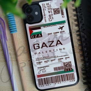 Palestine - Etiquette de carte d'embarquement pour Gaza, billet d'avion, coque de portable pour iPhone 13 Pro, Mini. Max, XS Pro, 11 et Pro, XR, XS, 12 Pro et Max