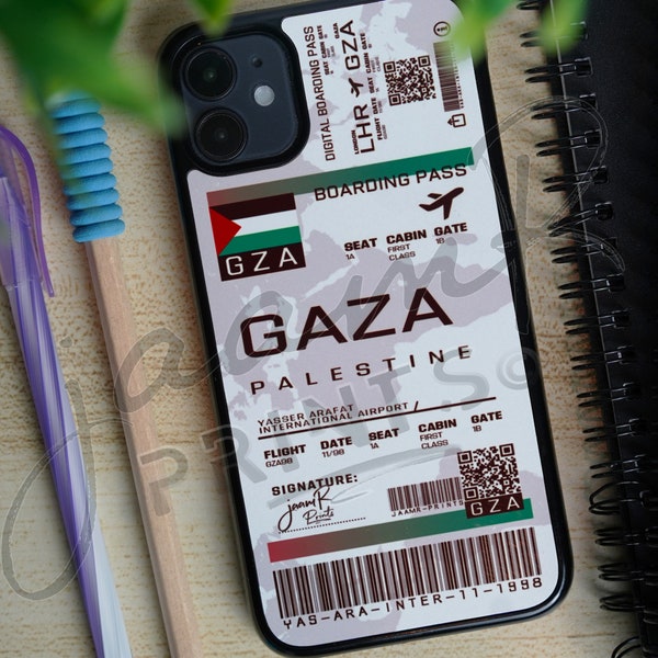 Palestina - Etiqueta de tarjeta de embarque de Gaza, billete de avión, funda de teléfono de viaje para iPhone 13 Pro, Mini. Max, XS Pro, 11 y Pro, XR, XS, 12 Pro y Max