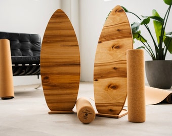 Handmade Balance Boards  I inkl. Korkrolle & Ständer I Perfektes Geschenk, Gratis versendet, Ideal für Anfänger, Erwachsene und Kinder