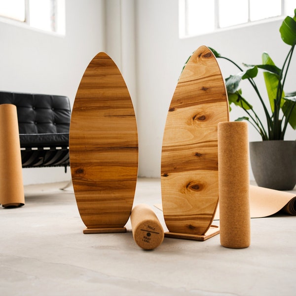 Handmade Balance Boards I incl. cork roll & stand I Perfect gift, free shipping, ideal for beginners, adults and children