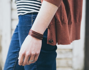 Split Leather Wrap Bracelet - 5 Colors