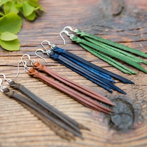 Braided Leather Fringe Earrings