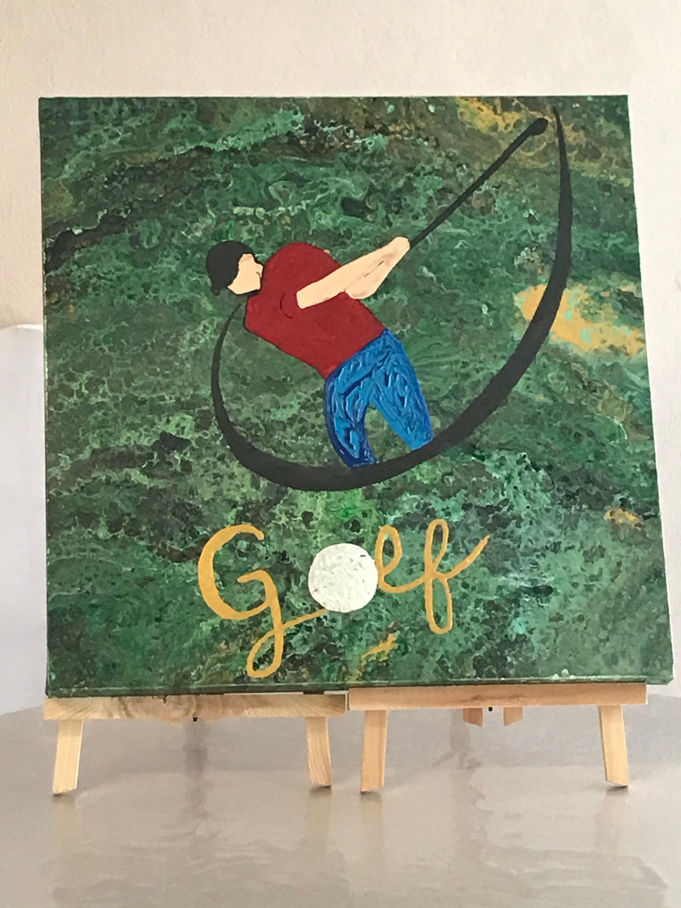 Tableau Peinture Acrylique Décoration Original Moderne Golf