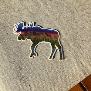 Moose Mountain Sticker, Utah Mountain Sticker, Moose Decal, Utah Sticker for Laptop, Water Bottle, Moose Sticker Decal for Car, Waterproof