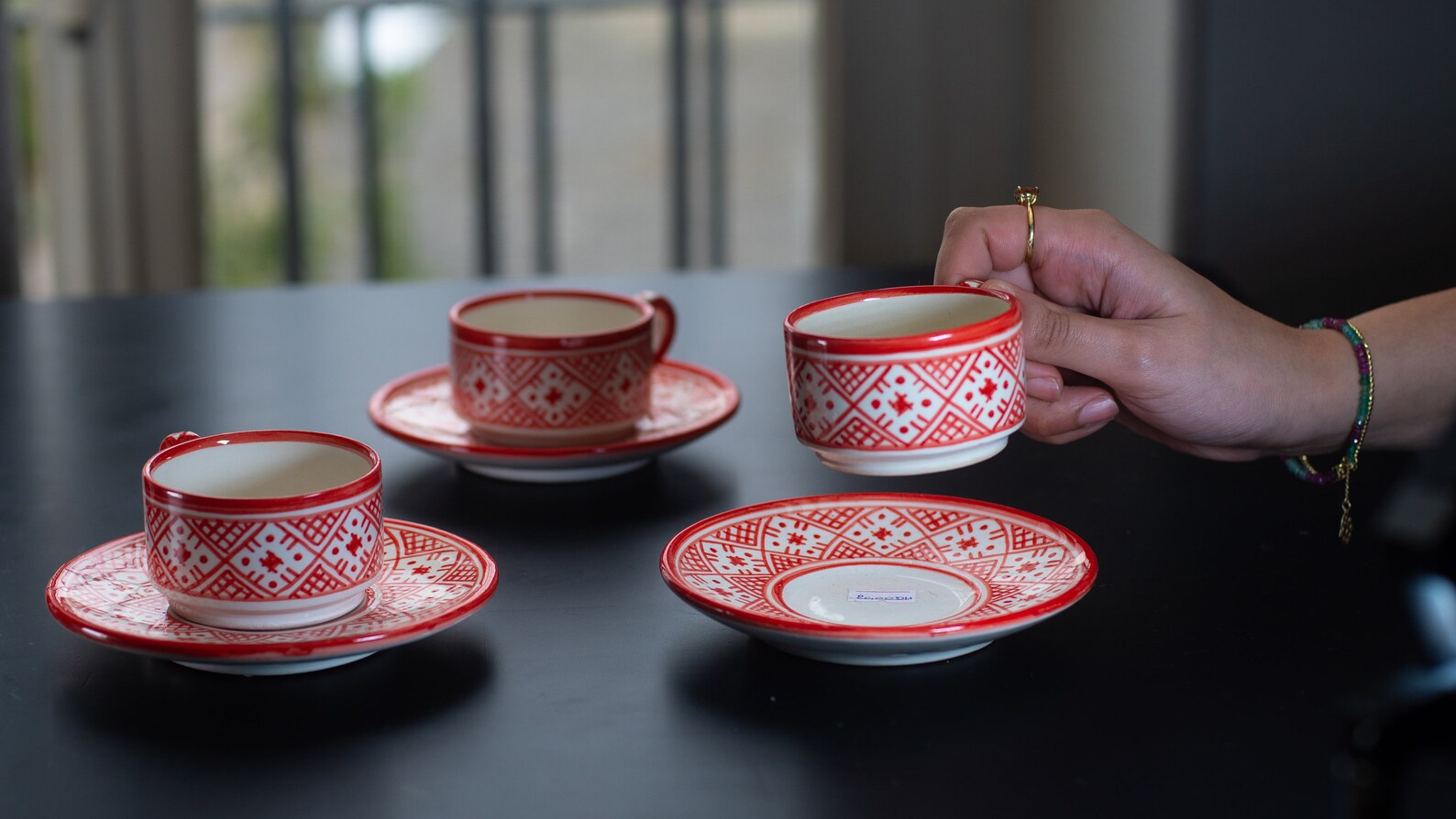 Pottery coffee/tea cup with saucer Moroccan Handmade pottery Etsy